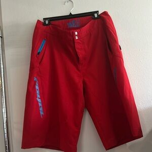 Men's Red Athletic Shorts with Contrast Blue Accents